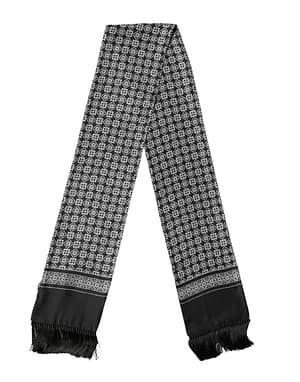 Dolce & Gabbana Black White Silk Geometric Neck Wrap 142cm X 15cm Scarf