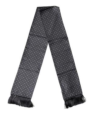 Dolce & Gabbana Black Silk Geometric Fringe Wrap Foulard 136cm X 15cm Scarf