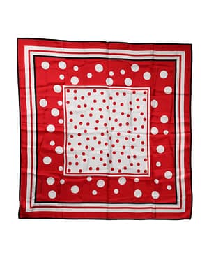Dolce & Gabbana Red White Polka Dot Square Foulard 90cm x 88cm Scarf