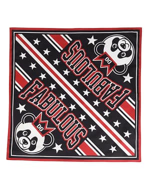 Dolce & Gabbana Black Red Panda Cotton Square Foulard 50.5cm x 50cm Scarf