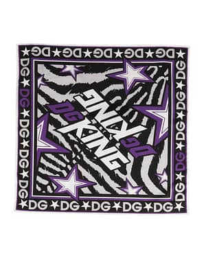 Dolce & Gabbana Black Purple DG King Cotton Foulard 51cm x 49.5cm Scarf