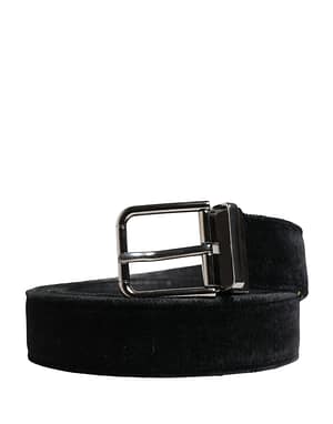 Dolce & Gabbana Black Suede Silver Tone Metal Buckle Men Belt