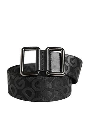 Dolce & Gabbana Black Logo Monogram Silver Metal Buckle Belt