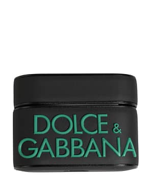 Dolce & Gabbana Black PVC Embossed Logo Flip Holder Women Airpods Case