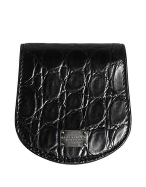 Dolce & Gabbana Black Exotic Skin Condom Case Holder Pocket Wallet