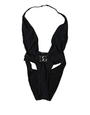 Dolce & Gabbana Black DG Nylon One-Piece Swimsuit Swimwear