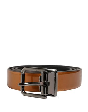 Dolce & Gabbana Men Brown Classic Leather Metal Buckle Belt