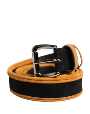 Dolce & Gabbana Men Black Orange Polyester Metal Buckle Belt