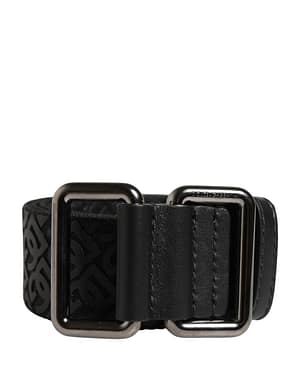 Dolce & Gabbana Men Black DG Logo Polyester Metal Buckle Belt