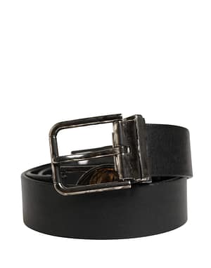 Dolce & Gabbana Men Black Classic Leather Metal Buckle Belt