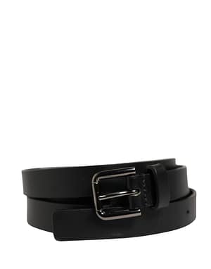Dolce & Gabbana Black Double Strap Leather Silver Buckle Belt