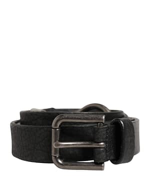 Dolce & Gabbana Men Black Calfskin Leather Metal Buckle Belt