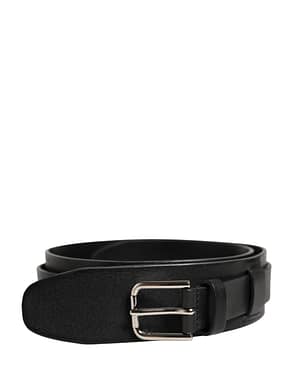 Dolce & Gabbana Men Black Classic Leather Metal Buckle Belt