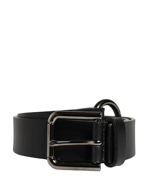 Dolce & Gabbana Men Black Calfskin Leather Metal Buckle Belt