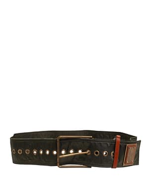 Dolce & Gabbana Men Black Wide Leather DG Metal Buckle Belt