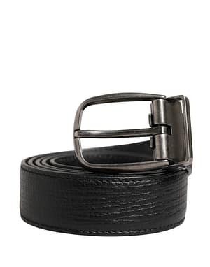 Dolce & Gabbana Men Black Classic Leather Metal Buckle Belt