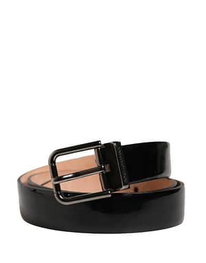 Dolce & Gabbana Men Black Classic Leather Metal Buckle Belt