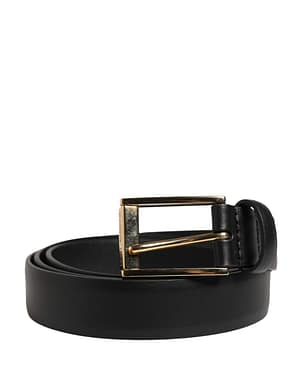 Dolce & Gabbana Men Black Classic Leather Metal Buckle Belt