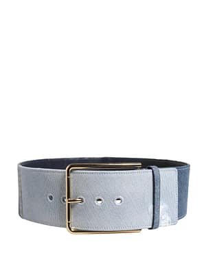 Dolce & Gabbana Blue Two Tone Denim Gold Metal Buckle Belt