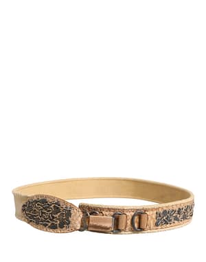 Ermanno Scervino Beige Canvas Embellished Metal Buckle Belt