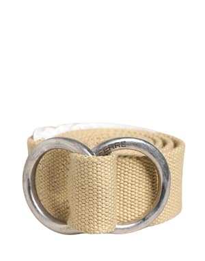 GF Ferre Men Beige Canvas Silver Metal Buckle Cintura Belt
