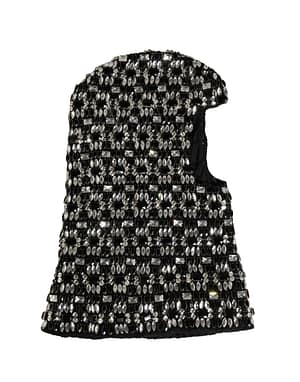 Dolce & Gabbana Black Wool Crystal Embellished Balaclava Hat
