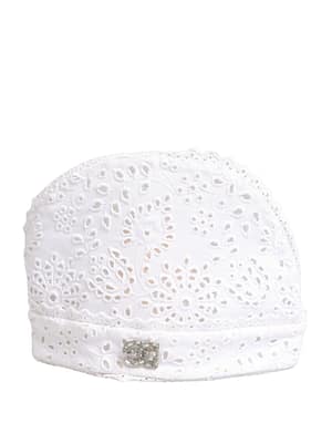 Dolce & Gabbana White Cotton Embroidered DG Crystal Headwear Hat