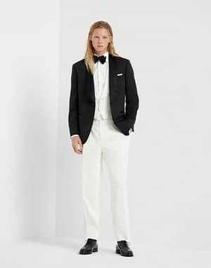 Brunello Cucinelli White Silk Sleveless Jacket