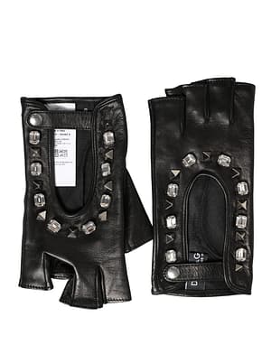 Dolce & Gabbana Women Black Embellished Wrist Length Mitten Gloves