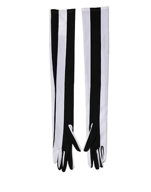 Dolce & Gabbana Black White Stripes Nylon Elbow Length Women Gloves