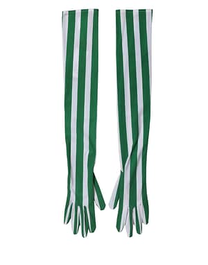 Dolce & Gabbana Green White Stripes Nylon Elbow Length Women Gloves