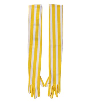 Dolce & Gabbana Yellow White Stripes Nylon Elbow Length Women Gloves