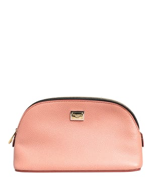 Dolce & Gabbana Beige Leather DG Logo Zip Around Hand Purse Pouch Wallet