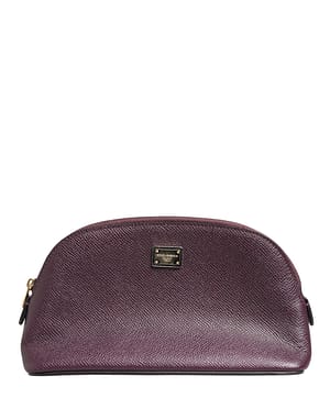 Dolce & Gabbana Dark Purple Leather DG Logo Zip Around Hand Purse Wallet