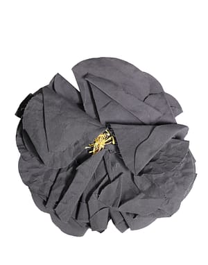 Dolce & Gabbana Gray Floral Motif Silk Blend Poplin Fabric Bar Pin Brooch