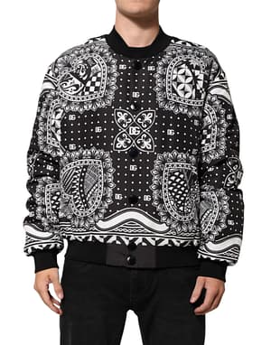 Dolce & Gabbana Black White BandanaPrint Men Bomber Jacket