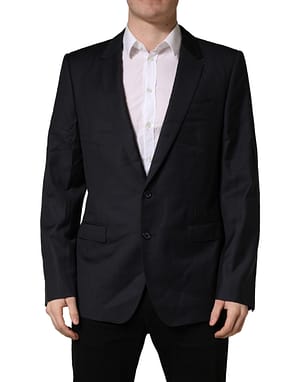 Dolce & Gabbana Black Wool Slim Fit Coat Men Jacket Blazer