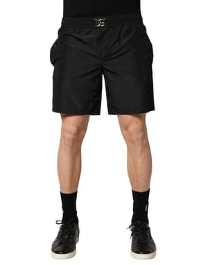 Dolce & Gabbana Black Polyester Elastic Waist Shorts Swimwear