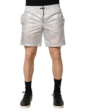 Dolce & Gabbana Silver Polyester Drawstring Men Shorts Swimwear