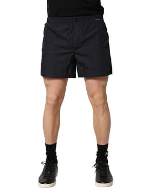 Dolce & Gabbana Black Cotton Elastic Waist Swim Shorts Swimwear