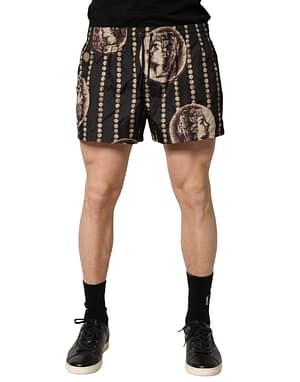 Dolce & Gabbana Black Roman Coin Print Swim Shorts Swimwear