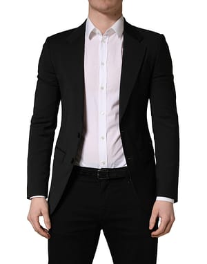 Dolce & Gabbana Black Polyester 2 Buttons Men Suit Jacket
