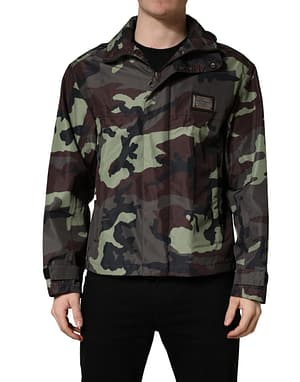 Dolce & Gabbana Multicolor Camouflage Hooded Bomber Jacket