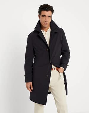 Brunello Cucinelli Blue Polyester Trench Coat