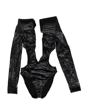 Dolce & Gabbana Black Deep V-Neck One Piece Swimsuit Swimwear