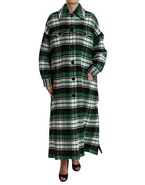 Dolce & Gabbana Green Plaid Long Sleeve Casual Coat Jacket