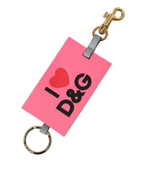 Dolce & Gabbana Pink Silicone DG Logo Gold Brass Keychain