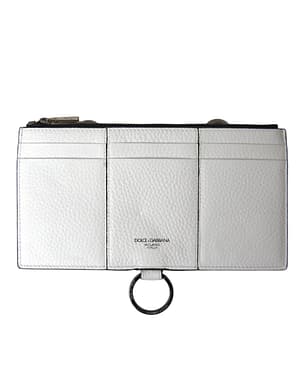 Dolce & Gabbana White Calfskin Leather Large Crossbody Card Holder Wallet