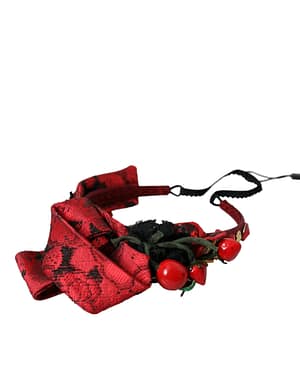 Dolce & Gabbana Red Cherry Sicily Embellished Women Hairband Diadem