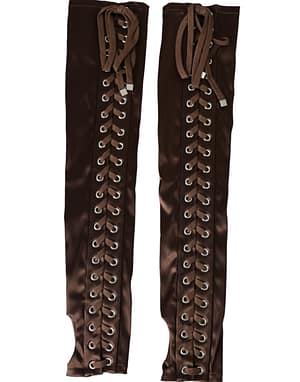 Dolce & Gabbana Brown Acetate Lace Up Fingerless Gloves